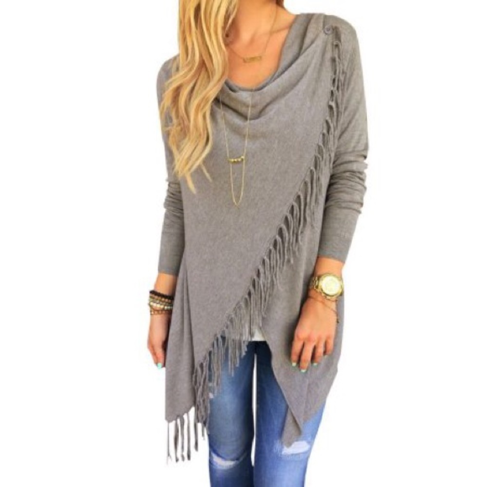 Grey buttoned wrap